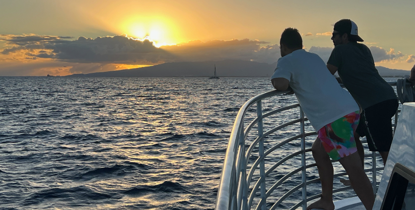 group on sunset BYOB boat cruise waikiki